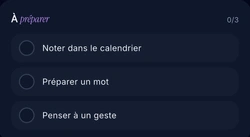 La checklist « À préparer » de Khadoo : choisir le cadeau, préparer un mot, réserver le créneau