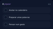 A checklist «A preparar» do Khadoo: escolher o presente, escrever uma nota, reservar o momento