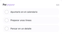 La lista «Por preparar» de Khadoo: elegir el regalo, escribir una nota, reservar el momento