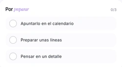 La lista «Por preparar» de Khadoo: elegir el regalo, escribir una nota, reservar el momento