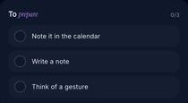 Khadoo’s “To prepare” checklist: pick the gift, write a note, book the time slot
