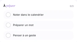 La checklist « À préparer » de Khadoo : choisir le cadeau, préparer un mot, réserver le créneau