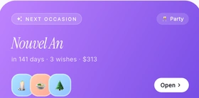 The next occasion in Khadoo: my birthday in 26 days, 4 wishes, €650