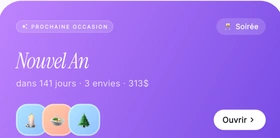 La prochaine occasion dans Khadoo : mon anniversaire dans 26 jours, 4 envies, 650 €