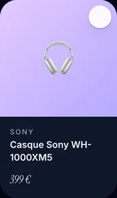 A wish in Khadoo: the Sony WH-1000XM5 headphones at €399, with product photo